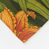 Blume, orange und dunkelgrün fleecedecke (Ecke)