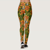 Blume, orange und dunkelgrün leggings (Rückseite)