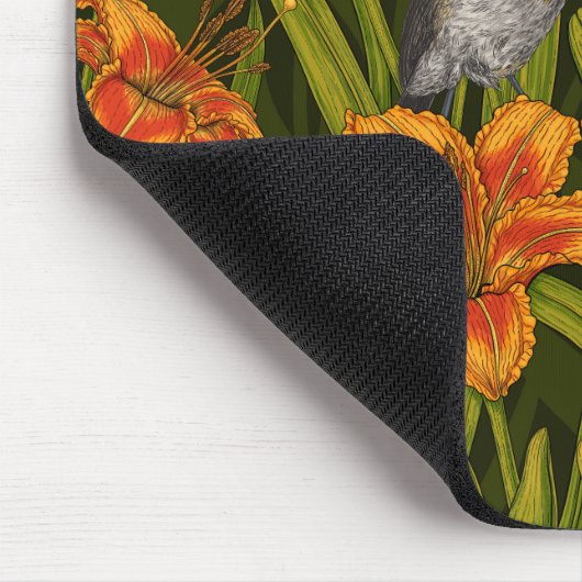 Blume, orange und dunkelgrün mousepad (Ecke)