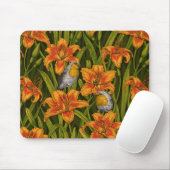 Blume, orange und dunkelgrün mousepad (Mit Mouse)