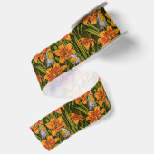 Blume, orange und dunkelgrün satinband (Rückseite)