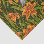 Blume, orange und dunkelgrün seidenpapier (Ausschnitt)