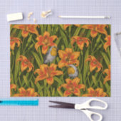 Blume, orange und dunkelgrün seidenpapier (Handwerk)