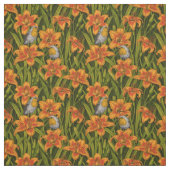 Blume, orange und dunkelgrün stoff (Muster)