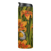 Blume, orange und dunkelgrün thermosbecher (Nach rechts gedreht)