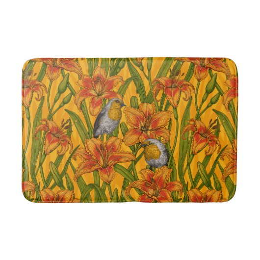 Blume, orange und grün badematte (Vorderseite)