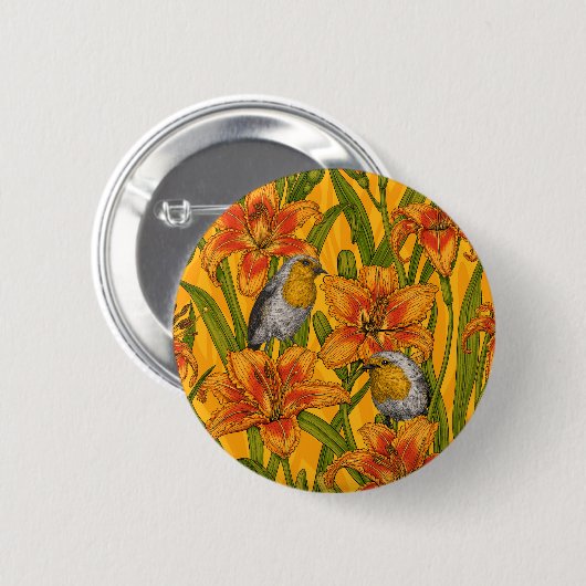 Blume, orange und grün button (Vorne & Hinten)