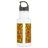 Blume, orange und grün edelstahlflasche (Rückseite)