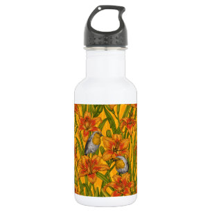 Blume, orange und grün edelstahlflasche