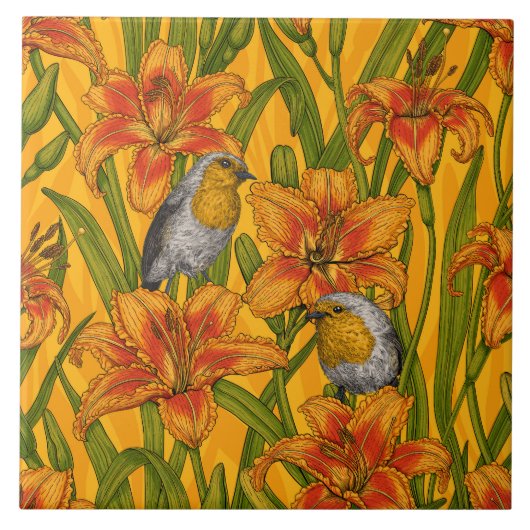Blume, orange und grün fliese (Vorderseite)