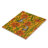 Blume, orange und grün fliese (Seite)