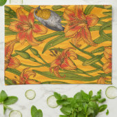 Blume, orange und grün geschirrtuch (Gefaltet)