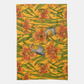 Blume, orange und grün geschirrtuch (Vertikal)