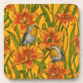 Blume, orange und grün getränkeuntersetzer (Vorderseite)