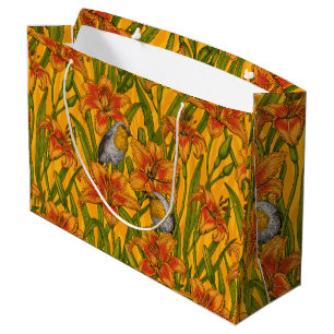 Blume, orange und grün große geschenktüte