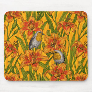 Blume, orange und grün mousepad
