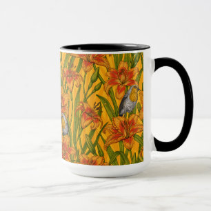 Blume, orange und grün tasse