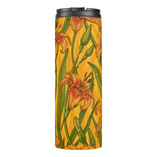 Blume, orange und grün thermosbecher (Rückseite)