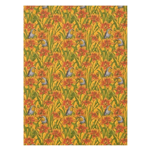 Blume, orange und grün tischdecke (Vorderseite)