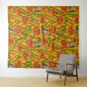 Blume, orange und grün wandteppich (Beispiel (Horizontal))