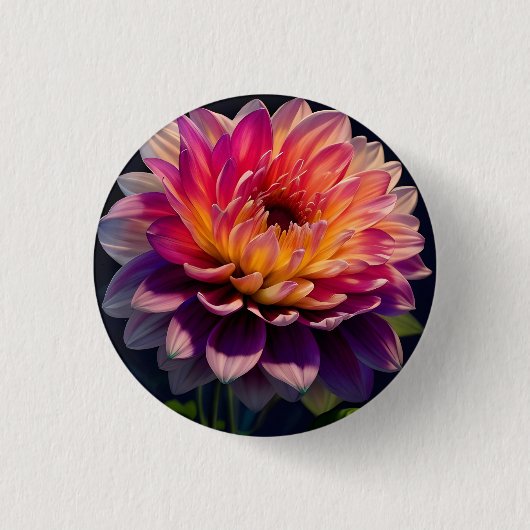 Blume Orange und Pink Dahlia Button (Vorderseite)