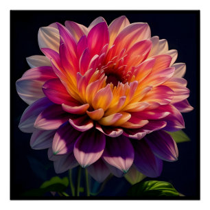 Blume Orange und Pink Dahlia Poster