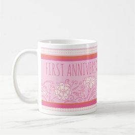 Blume Orange und Rosa 1. Jahrestag Kaffeetasse