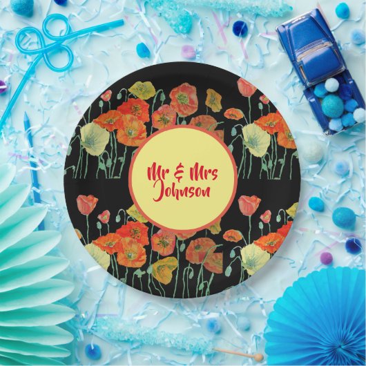 Blume Orange Yellow Poppy Poppies Hochzeit  Pappteller (Party)