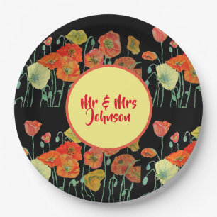 Blume Orange Yellow Poppy Poppies Hochzeit  Pappteller
