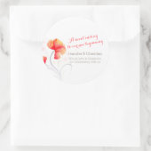 Blume Orangen Hochzeitskleber für Süßigkeiten Runder Aufkleber (Tasche)