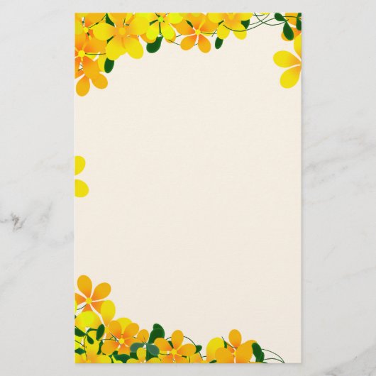 Blume Orangen- und Gelbgrenze Briefpapier (Vorderseite)