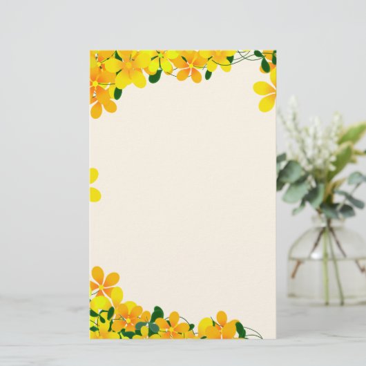 Blume Orangen- und Gelbgrenze Briefpapier (Stehend Vorderseite)