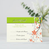 Blume Orangenkalk Grün Hochzeit RSVP Karte (Stehend Vorderseite)