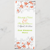 Blume Orangenkalk, grüne Hochzeitskarte Menükarte (Vorderseite)