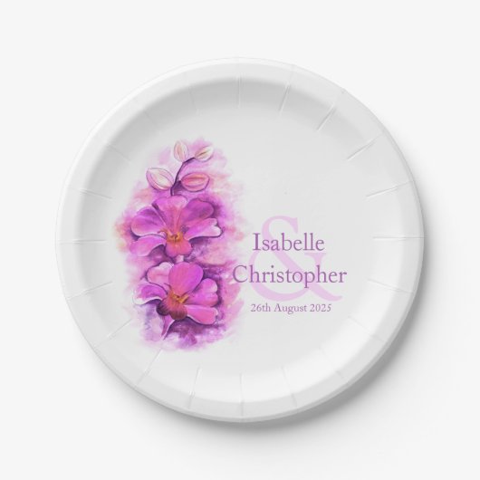 Blume-Orchideen-Teller Pappteller (Vorderseite)