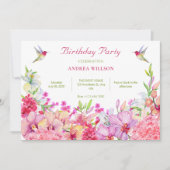 Blume Orchids Bird Garden Geburtstag Einladung (Vorderseite)