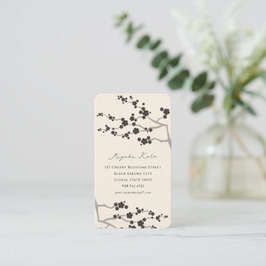 Blume Orientalischer Zen Visitenkarte (Stehend Vorderseite)