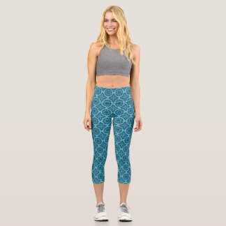 Blume-Ornament Barockblau 21102020 Capri Leggings