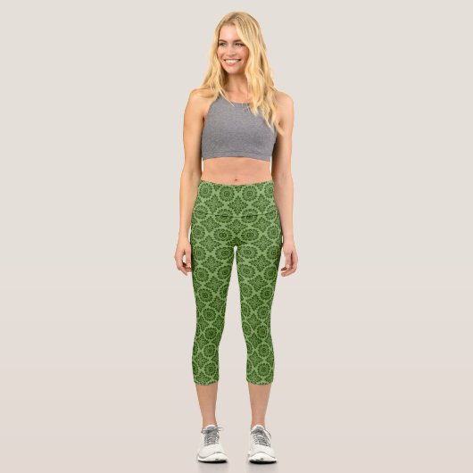 Blume Ornament Barockhellgrün 21102020 Capri Leggings (Vorderseite)