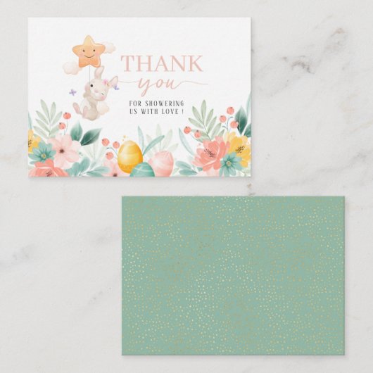 Blume Osterbrunch und Ei jagen als Mitteilungskarte (Vorne/Hinten)