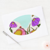Blume Oval Stickers - Set von 20 (Umschlag)