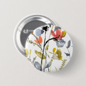 Blume Overlay - Aquarell-Blume und -Stiele Button (Vorne & Hinten)