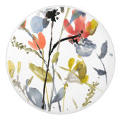 Blume Overlay - Aquarell-Blume und -Stiele Keramikknauf (Vorderseite)