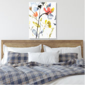 Blume Overlay - Aquarell-Blume und -Stiele Leinwanddruck (Insitu (Schlafzimmer))