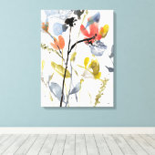 Blume Overlay - Aquarell-Blume und -Stiele Leinwanddruck (Insitu (Holzboden))