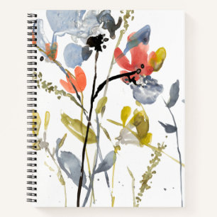 Blume Overlay - Aquarell-Blume und -Stiele Notizblock