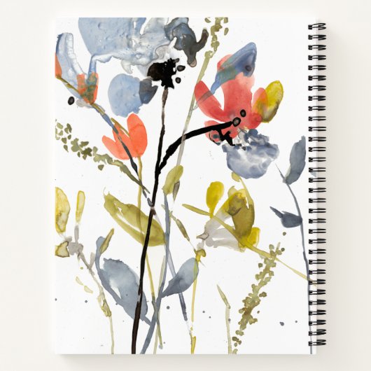 Blume Overlay - Aquarell-Blume und -Stiele Notizblock (Rückseite)