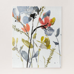 Blume Overlay - Aquarell-Blume und -Stiele Puzzle