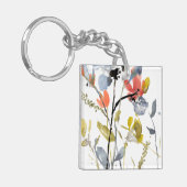Blume Overlay - Aquarell-Blume und -Stiele Schlüsselanhänger (Vorderseite links)