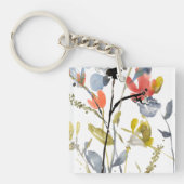 Blume Overlay - Aquarell-Blume und -Stiele Schlüsselanhänger (Vorderseite)